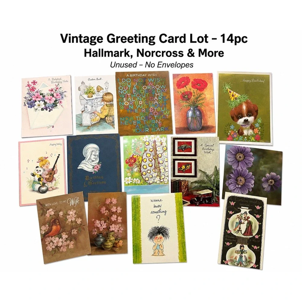 Vintage Greeting Card Lot 14pc Hallmark Norcross Unused Floral Retro MCM Mixed